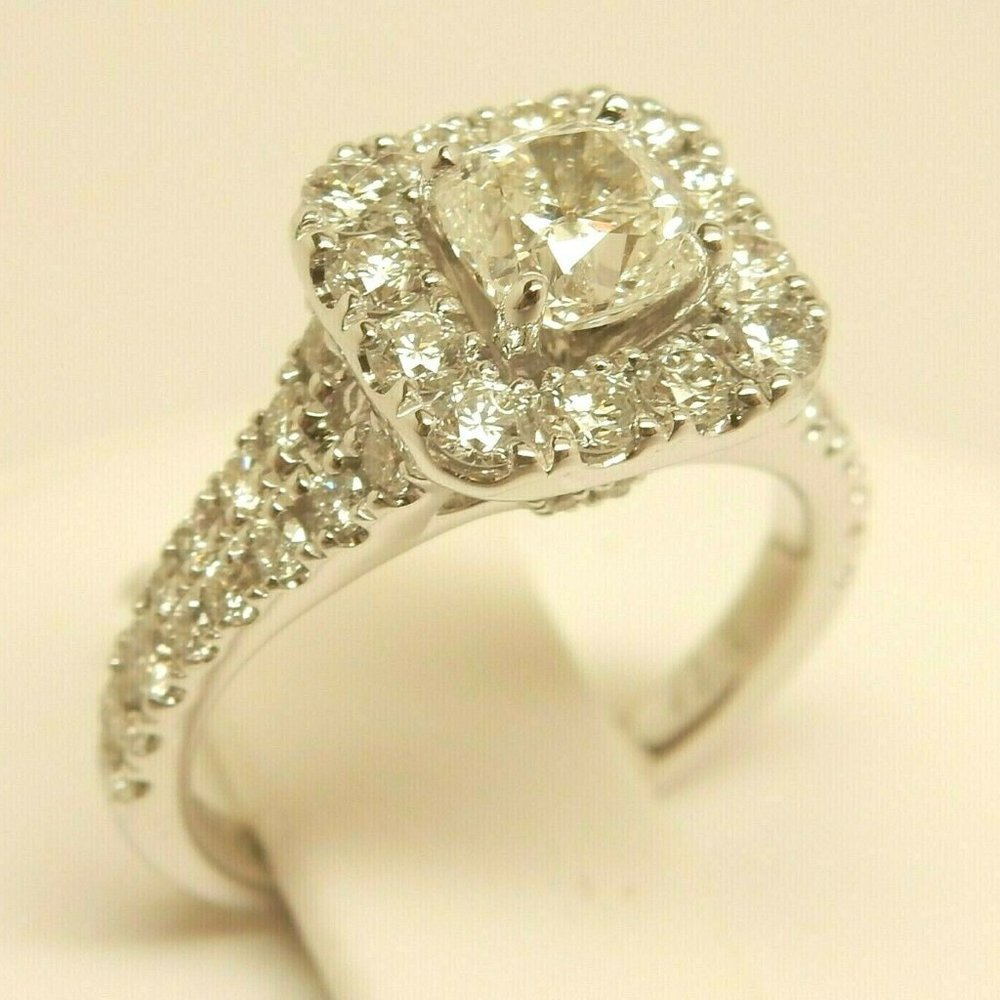 NEIL LANE 14K W Gold 2-1/6 cttw Cushion Center Dia